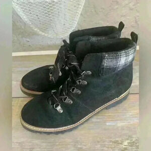 Sonoma Hiking Boots Womens Sz 8.5 Black Plaid Outdoor Trail Ankle Lace Up Boots